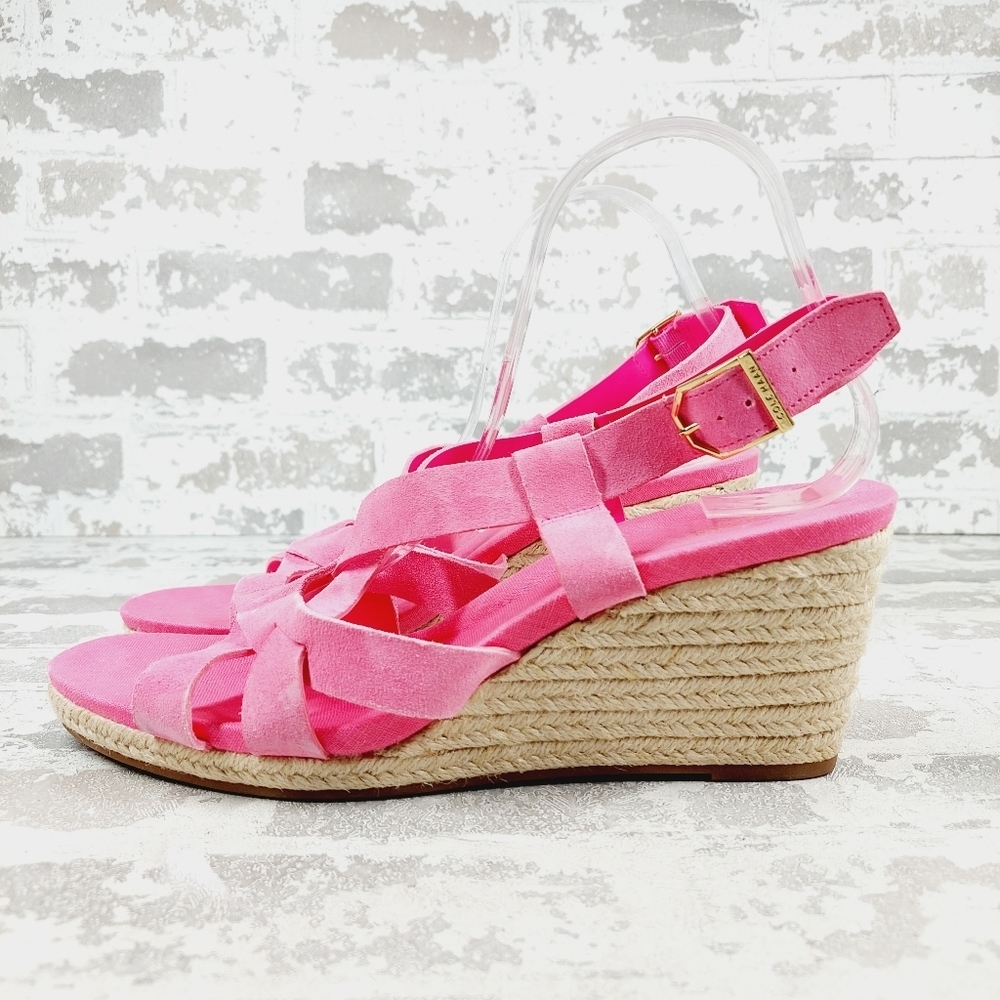 New Cole Haan Women's Crystal 70MM Neon Fuschia Wedge Sandal F408